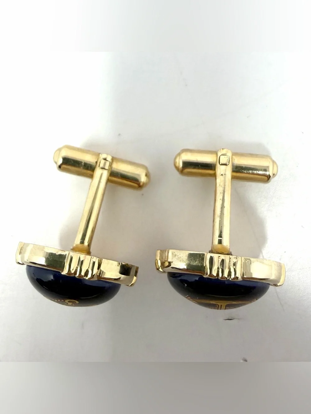 Limoges Castels France Cufflinks & Tie Clip Set Gold Color Navy Nautical Anchor